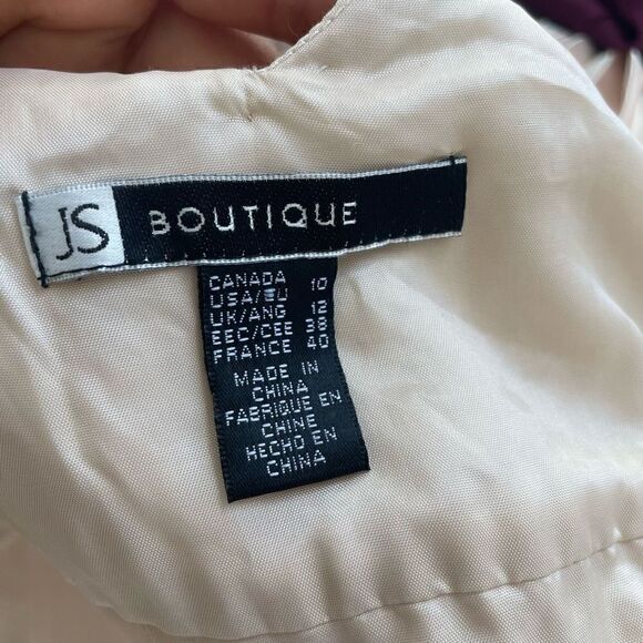 New JS Boutique Beige Pleated Beaded Sleeveless Cocktail Dress Size 10 V Neck - Picture 9 of 14